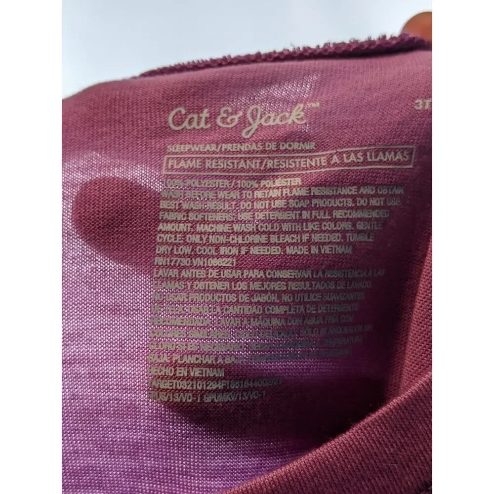 Cat & Jack Toddler Adaptive Pajama Jumpsuit 3T Purple‎ Bodysuit Sleepwear Zipper